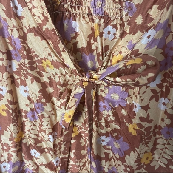 [Cote Femme] Size: 6 Rust Orange Floral Print 100% Silk Sleeveless Tank Top - Picture 3 of 8